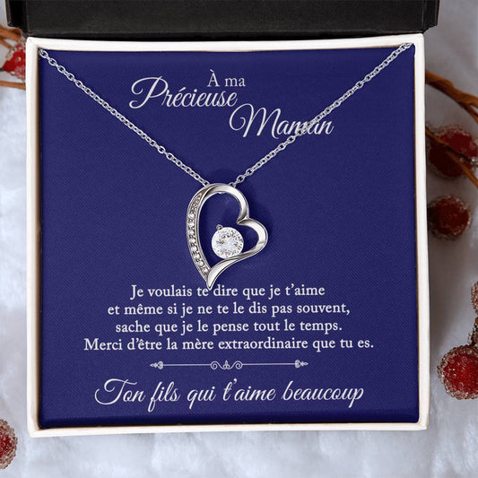 À ma précieuse maman - Ton fils qui t'aime - Collier Coeur