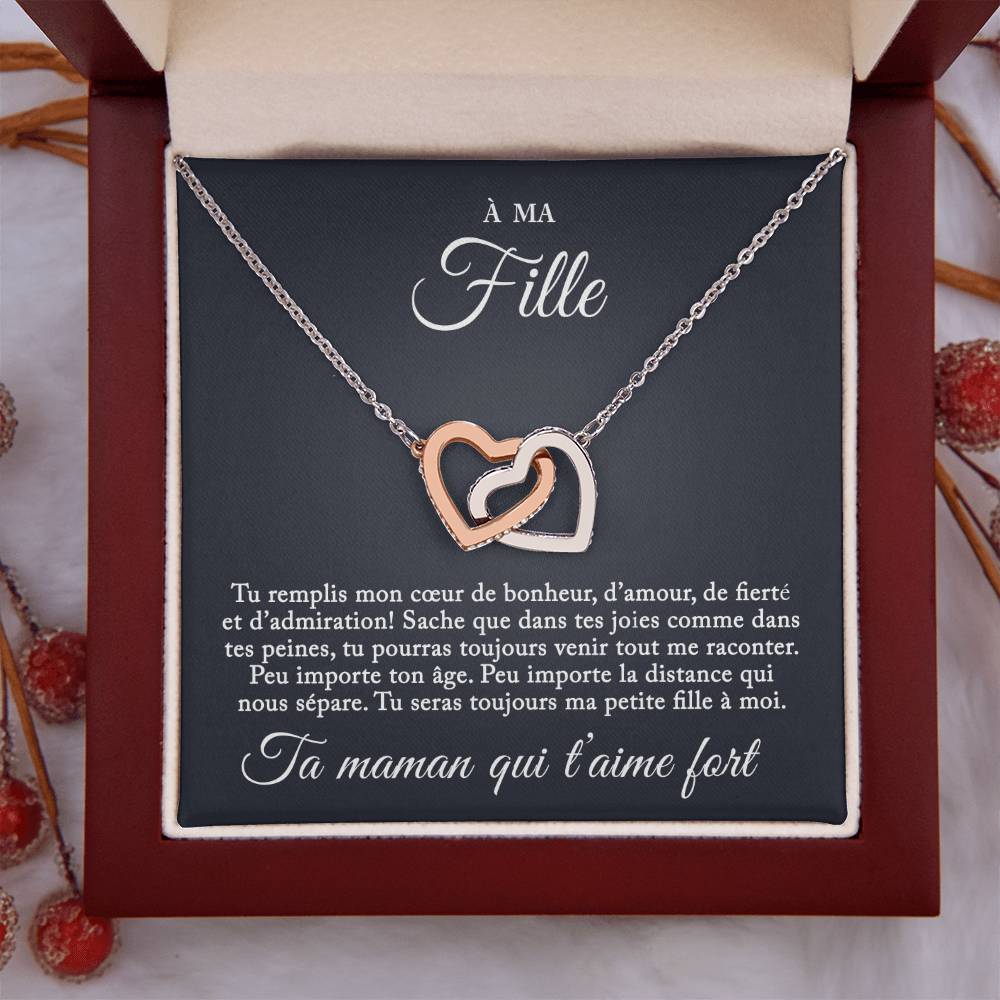 À ma fille - Collier coeurs entrelacés - Ta maman qui t'aime fort