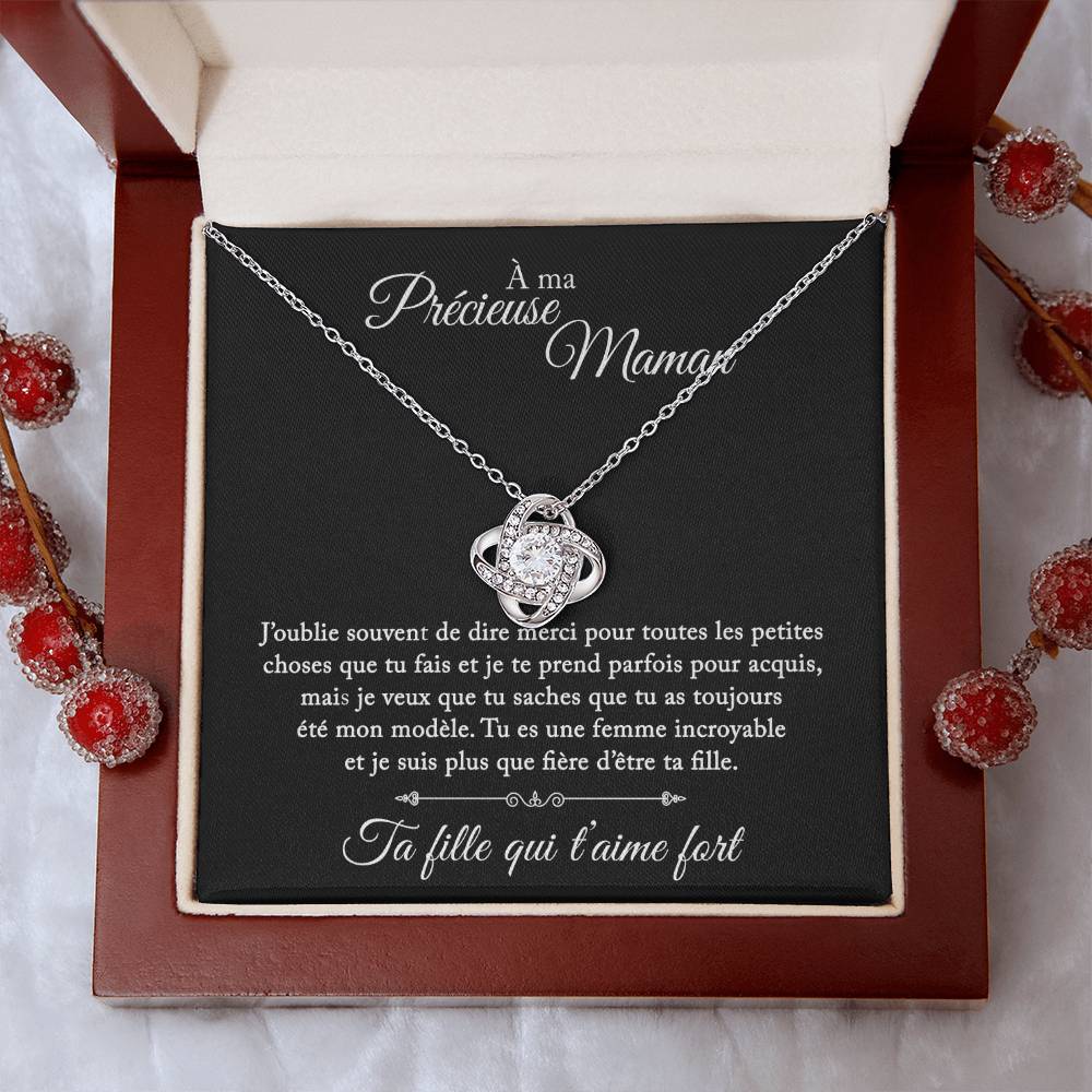 À Ma Précieuse Maman - Je Suis Fière D'être Ta Fille - Collier Noeud D'amour