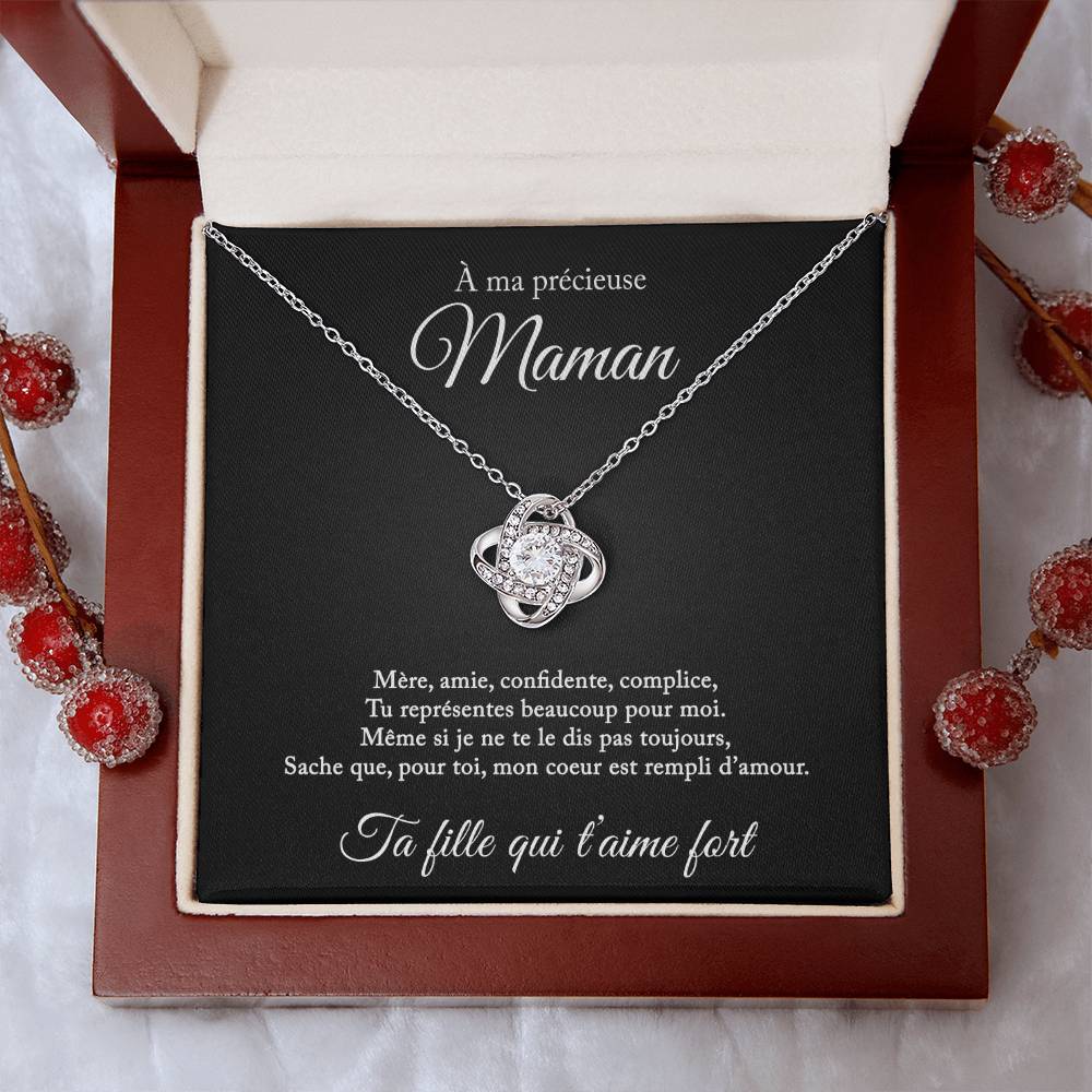 Collier Mère Fille - Pour ma précieuse maman - De ta fille qui t'aime fort