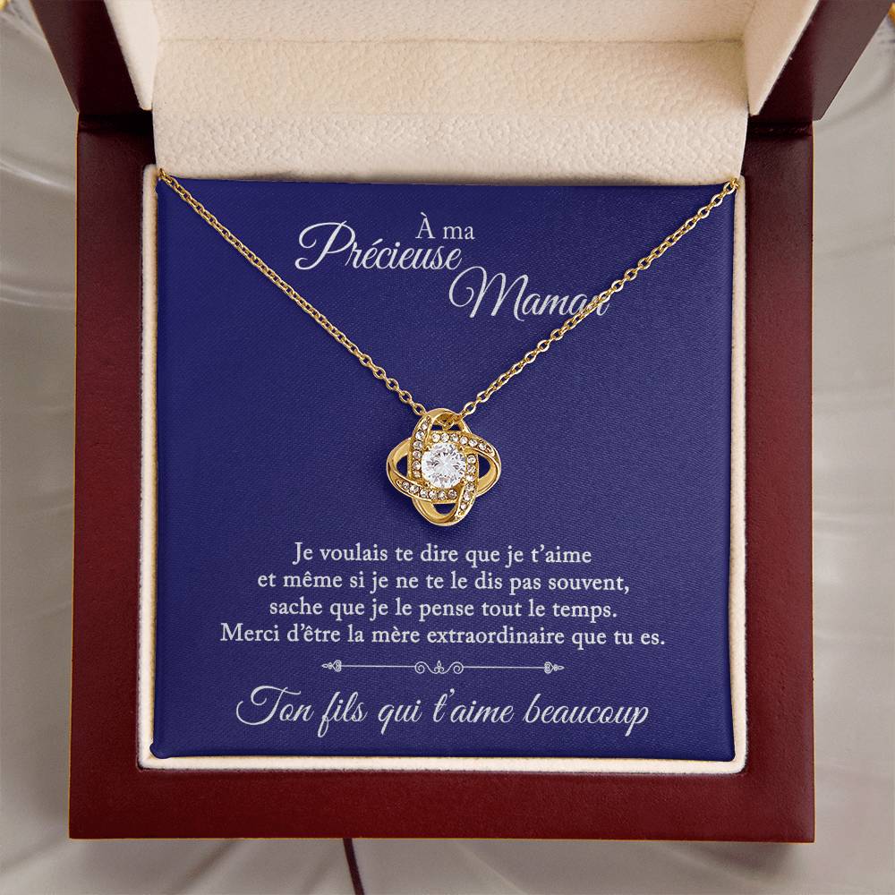 À ma précieuse maman - Ton fils qui t'aime - Collier Coeur