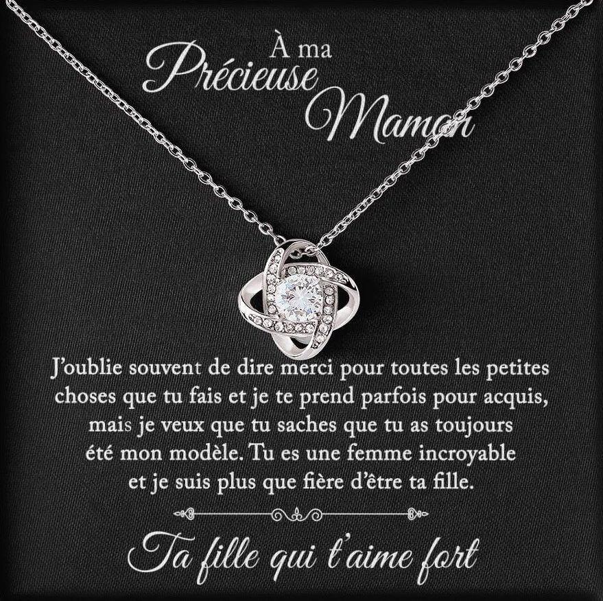 À Ma Précieuse Maman - Je Suis Fière D'être Ta Fille - Collier Noeud D'amour