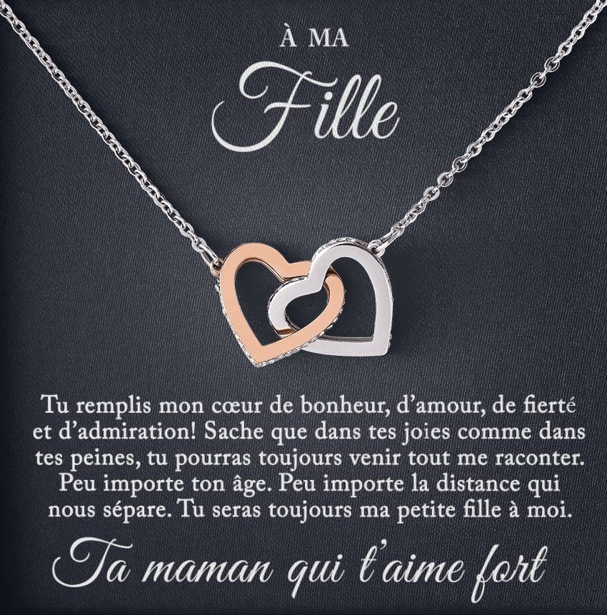 À ma fille - Collier coeurs entrelacés - Ta maman qui t'aime fort