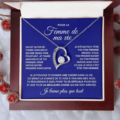 Pour la femme de ma vie - Je t'aime plus que tout - Collier coeur tendre