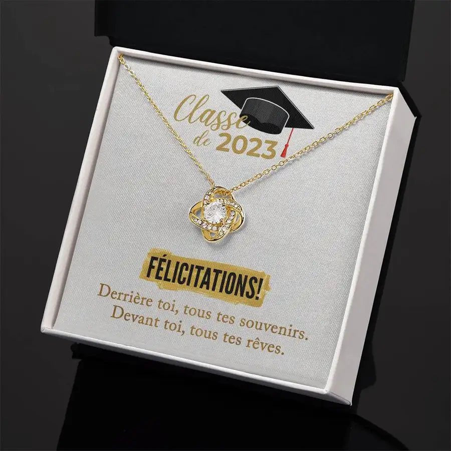 Félicitations! Cadeau de graduation 2023 | Collier Noeud d'Amour