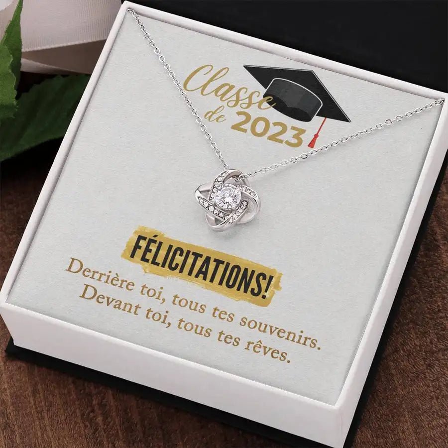 Félicitations! Cadeau de graduation 2023 | Collier Noeud d'Amour