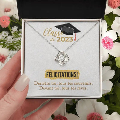 Félicitations! Cadeau de graduation 2023 | Collier Noeud d'Amour