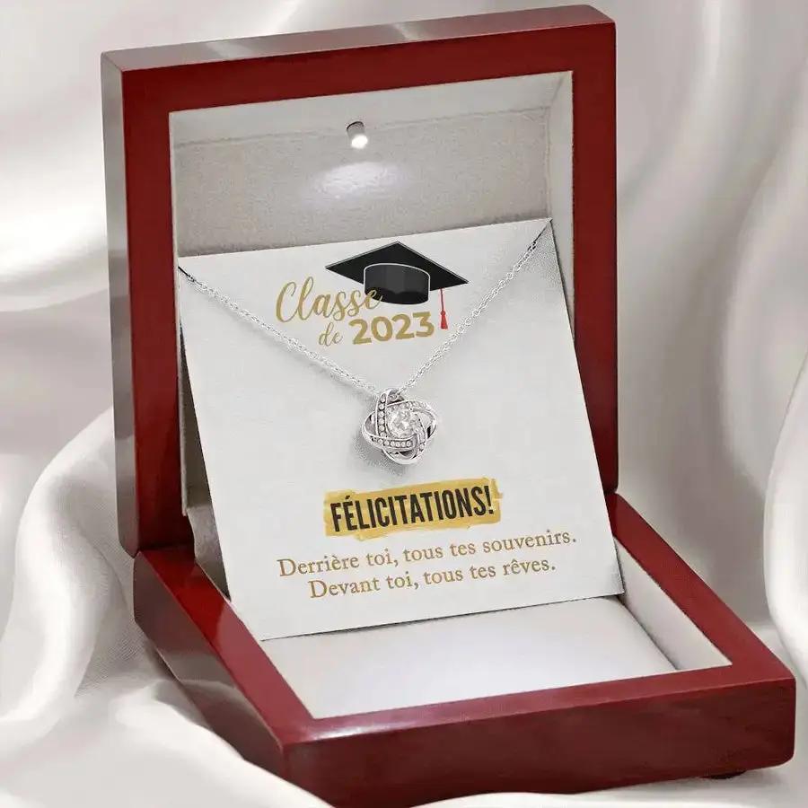 Félicitations! Cadeau de graduation 2023 | Collier Noeud d'Amour