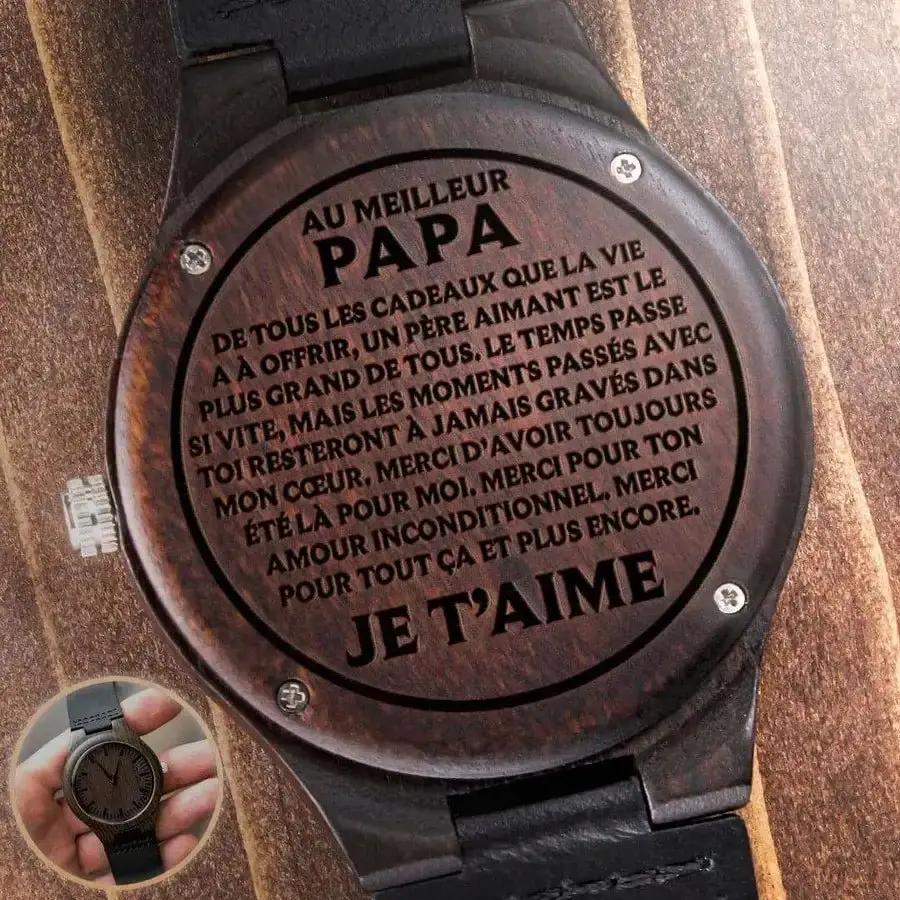 Au Meilleur Papa - Montre Personnalisée En Bois