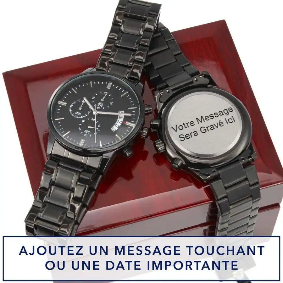 Montre personnalisée pour homme - Cadran en cuivre de luxe et bracelet ajustable