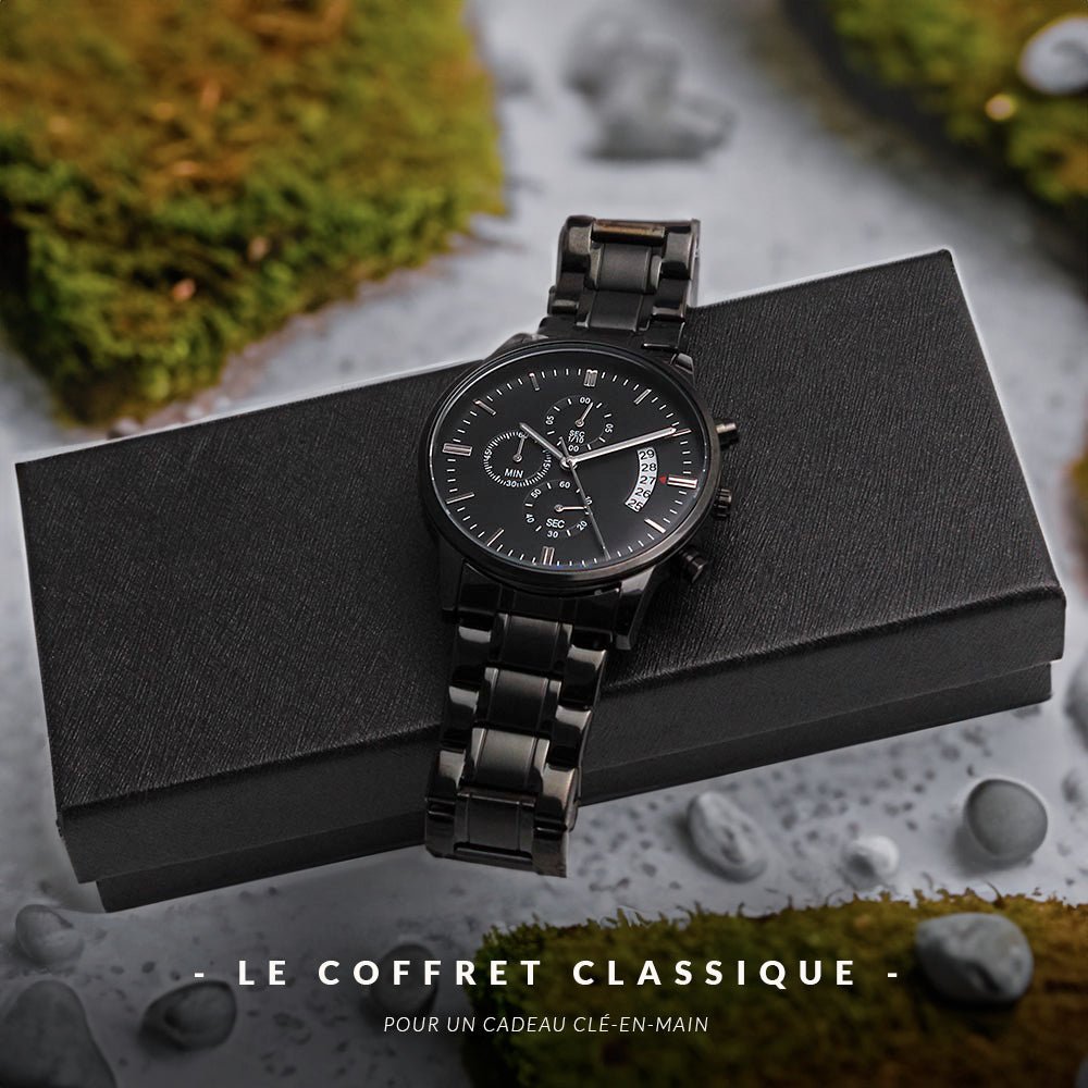 Montre personnalisée pour homme dans un coffret cadeau gratuit