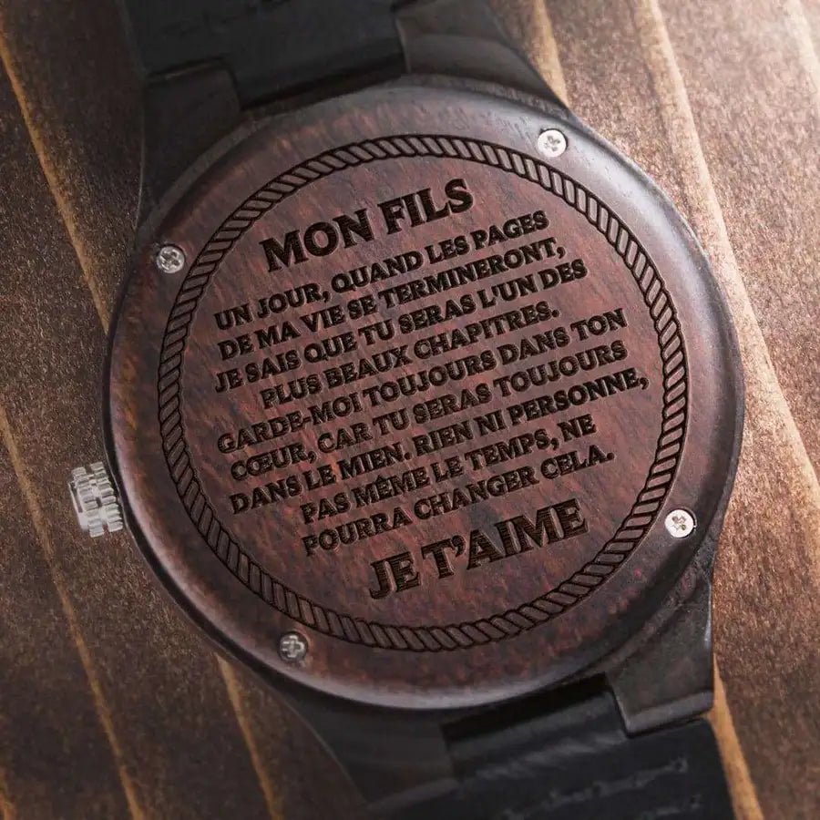 Pour mon fils - Je t'aime - Montre personnalisée en bois - La Petite Pensée