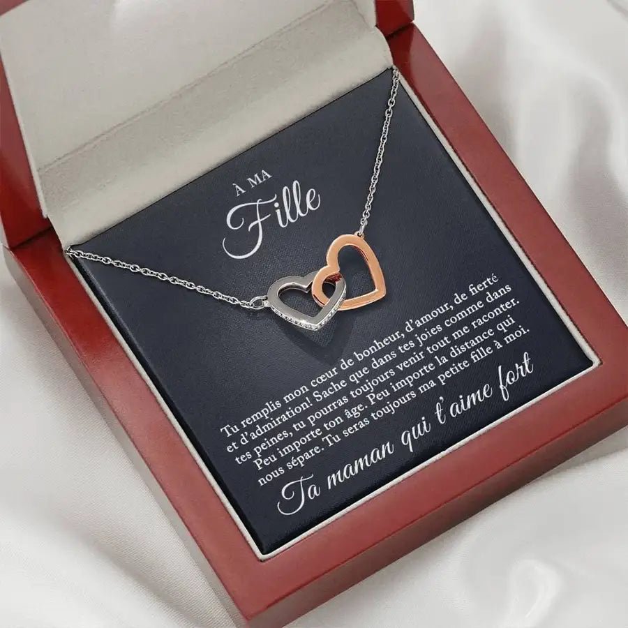 Cadeau pour fille - Collier coeurs entrelacés - Ta maman qui t'aime fort - La Petite Pensée