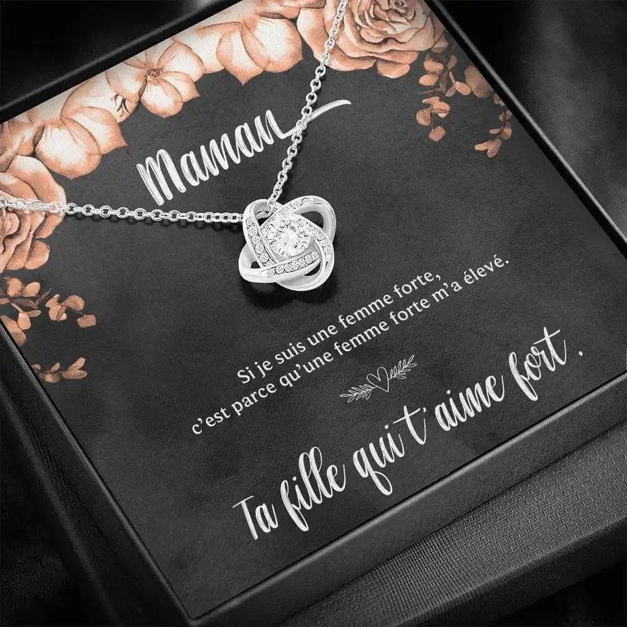 Collier pour maman. Un joli bijou en or avec un message qui vient du coeur 