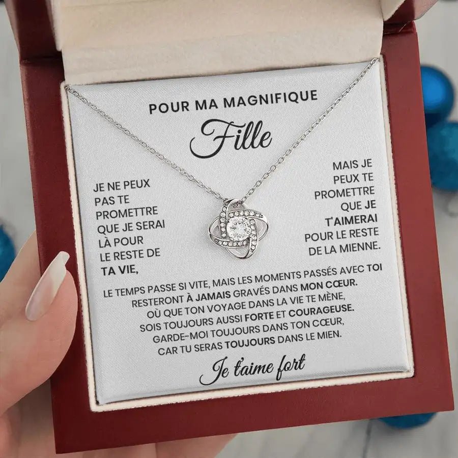 Ensemble de bijoux pour ma fille - Collier personnalisée avec un coffret en acajou et une petite pensée