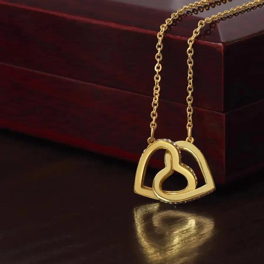 Collier pendentif Cœurs entrelacés + Carte - Cadeau pour sa petite