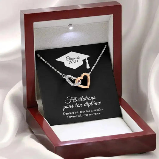 Félicitations pour ton diplôme - Devant toi, tous tes rêves - Collier Coeurs Entrelacés - La Petite Pensée